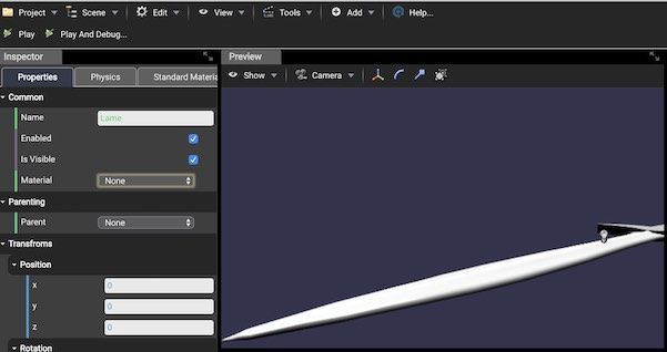 Babylon.js EditorでPBR Material割り当て前画面 Babylon.js EditorでPBR Material割り当て前画面