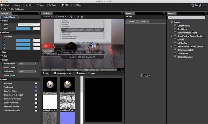 Babylon.js Editorの最初の画面 Babylon.js Editorの最初の画面