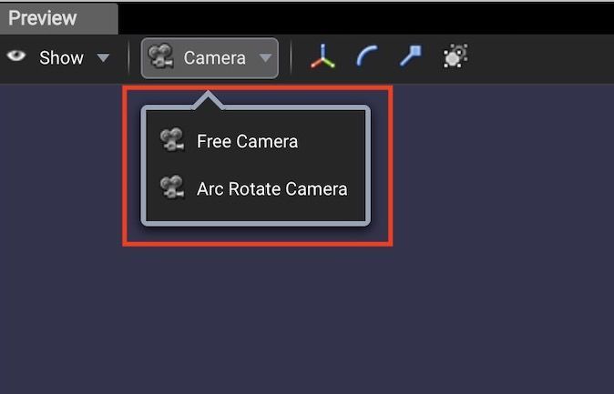Babylon.js EditorのCamera変更画面 Babylon.js EditorのCamera変更画面