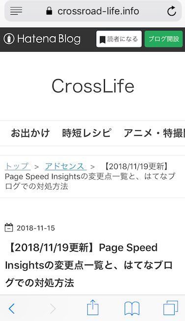 通常表示させたブログ記事の例 通常表示させたブログ記事の例
