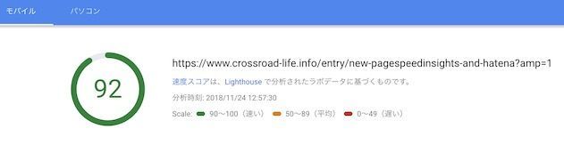 PageSpeedInsightモバイルスコア92の例 PageSpeedInsightモバイルスコア92の例