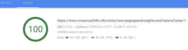 PageSpeedInsight PCスコア100の例 ageSpeedInsight PCスコア100の例