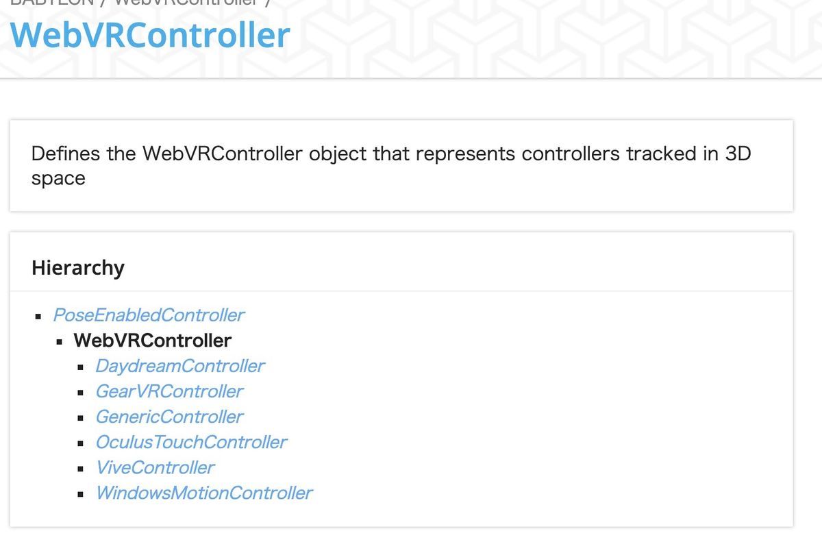 WebVRController sub class of Babylon.js