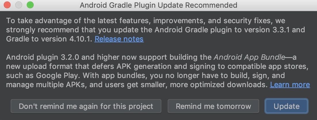 Android Gradle Plugin Update Recommended Android Gradle Plugin Update Recommended