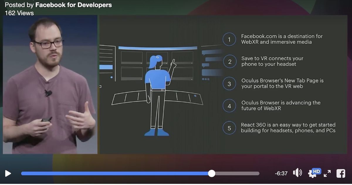 Summary slide of Unlocking the Future of WebXR in F82019
