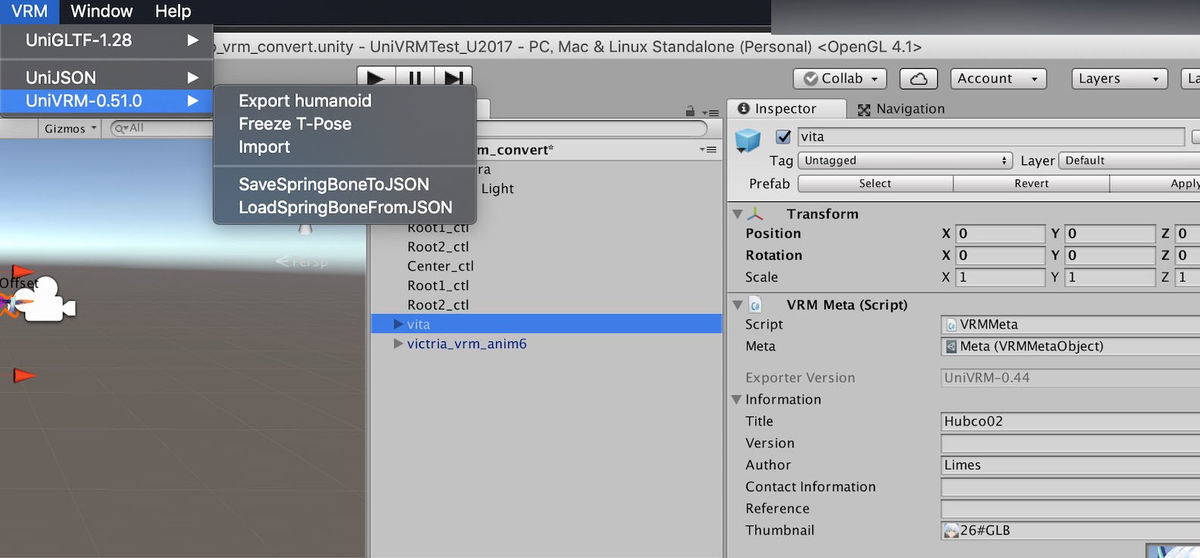 Exporting humanoid button with vrm format files