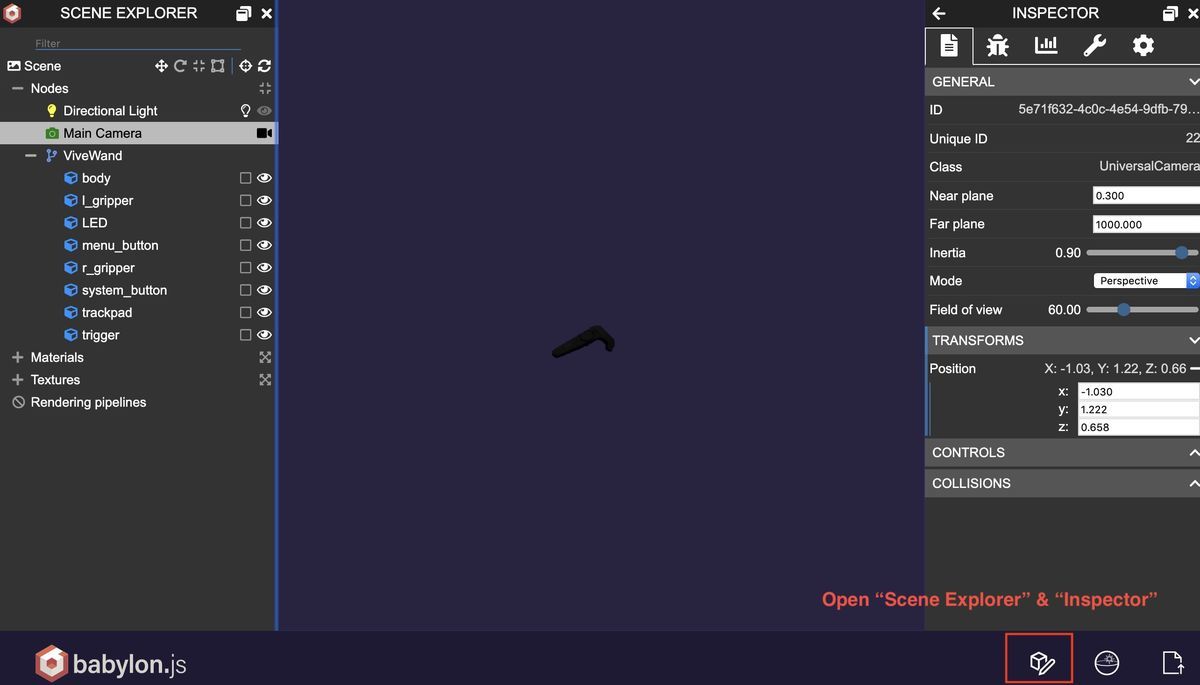 Babylon sandbox with inspector