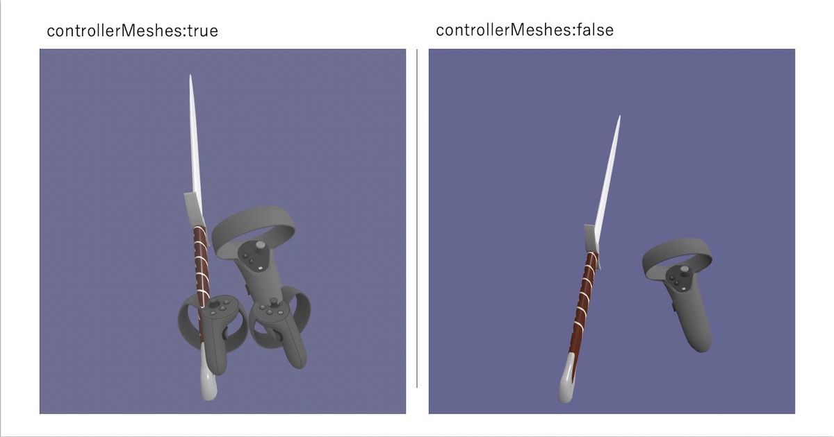 A result of controllerMeshes option in Babylonjs