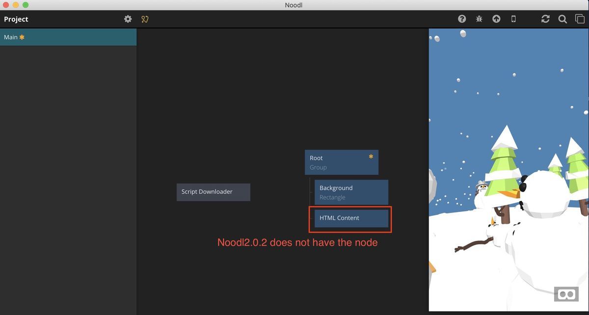 An example of Noodl v1.3.1 with a-frame