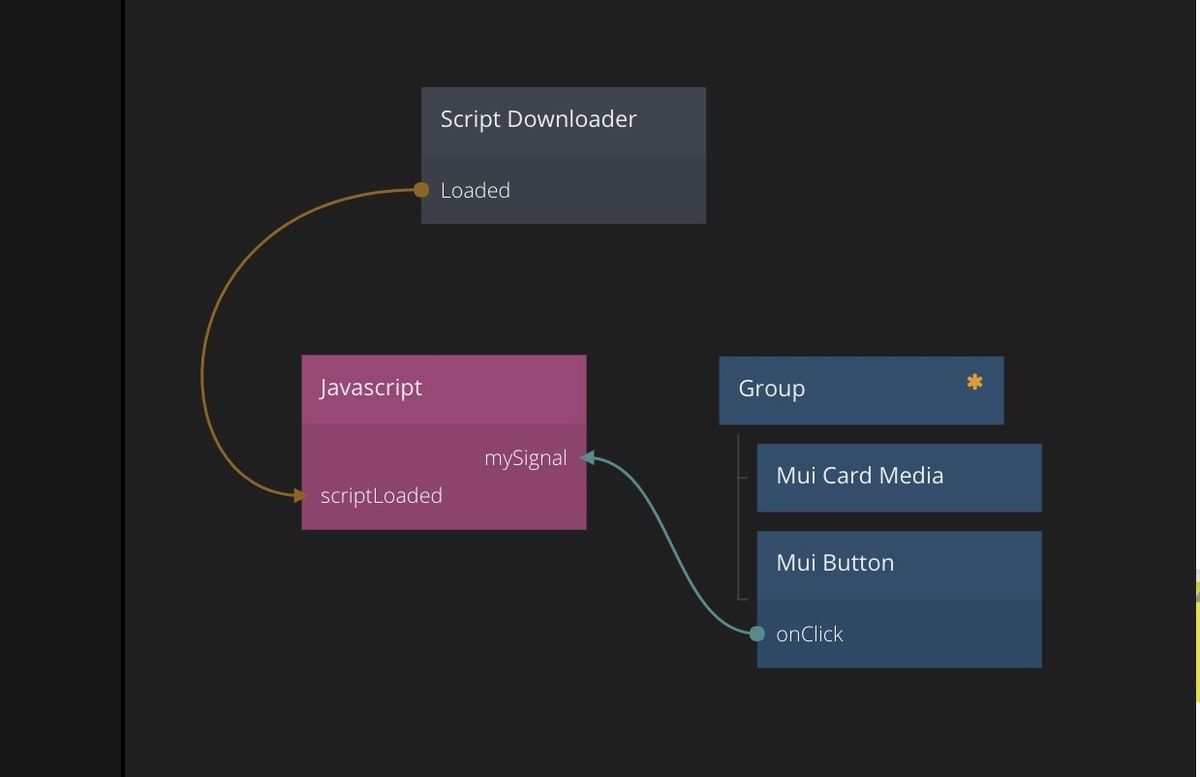 How to connect nodes on noodl2.0.2 with a-frame