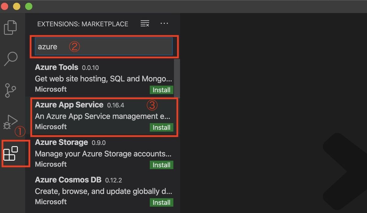 Select Azure App Service on VSCode