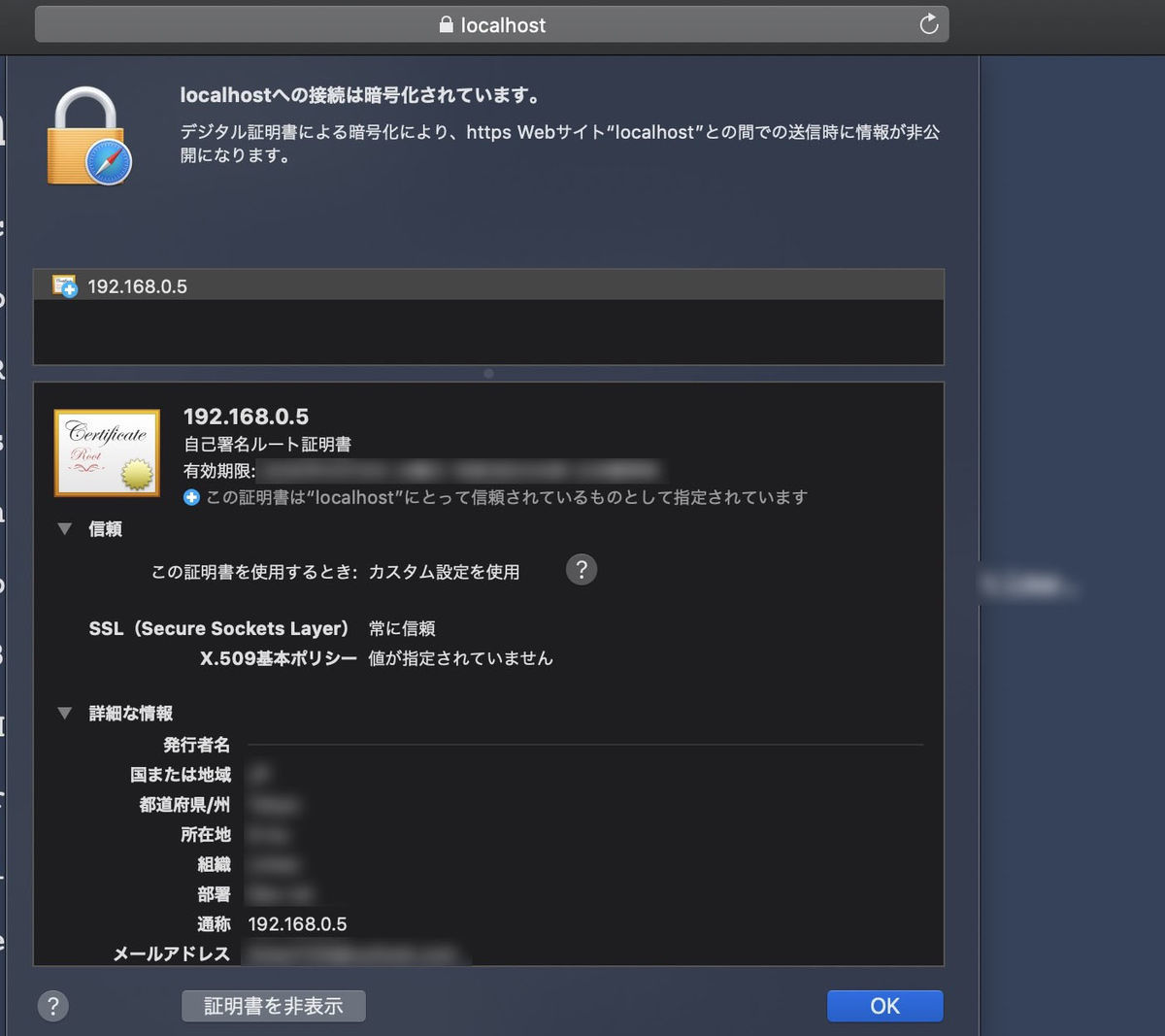Self certified https site on Safari Self certified https site on Safari