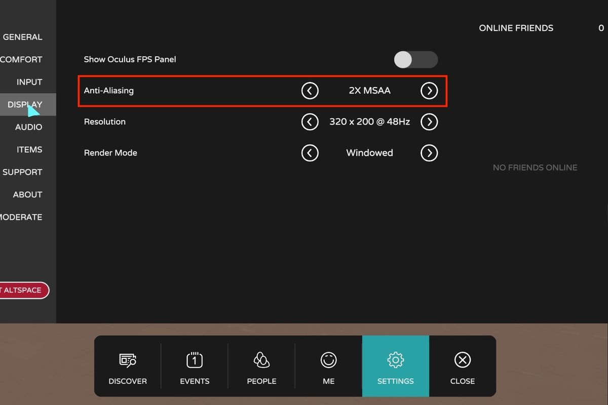 Anti-aliasing setting on AltspaceVR Anti-aliasing setting on AltspaceVR