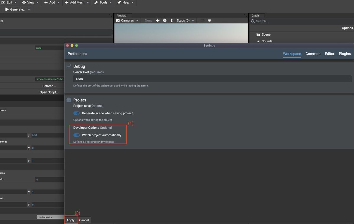 Watch Project Automatically settings on Babylon.js Editor v4.0.0beta2 Watch Project Automatically settings on Babylon.js Editor v4.0.0beta2