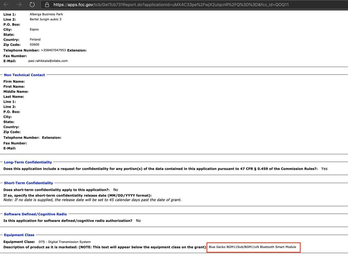 An example of FCC ID view form of QOQ11