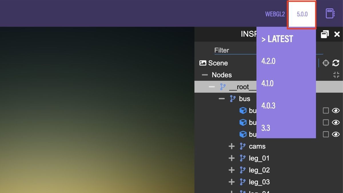 Version selection in Babylon.js Playground Version selection in Babylon.js Playground