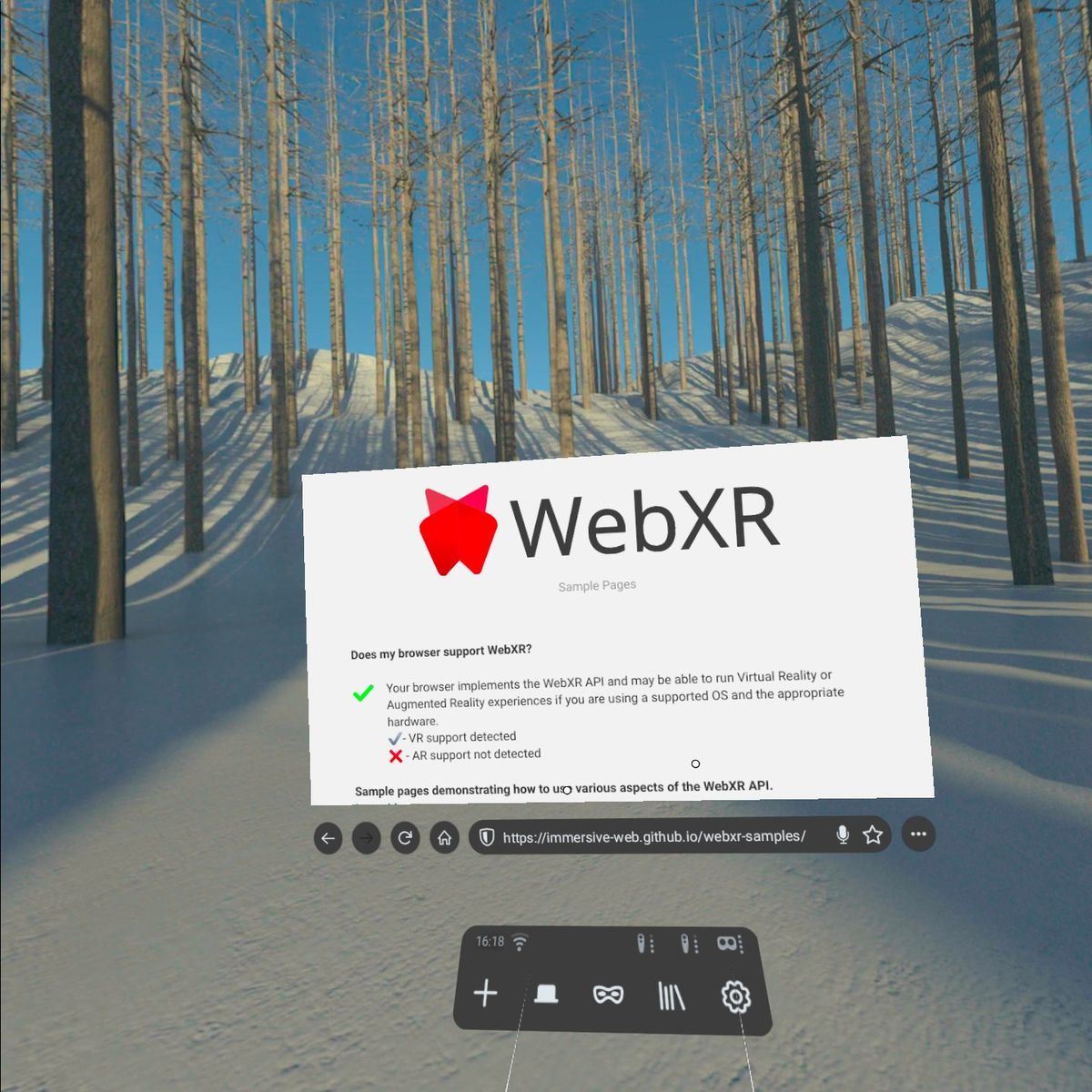 Wolvic supports WebXR immsersive-vr