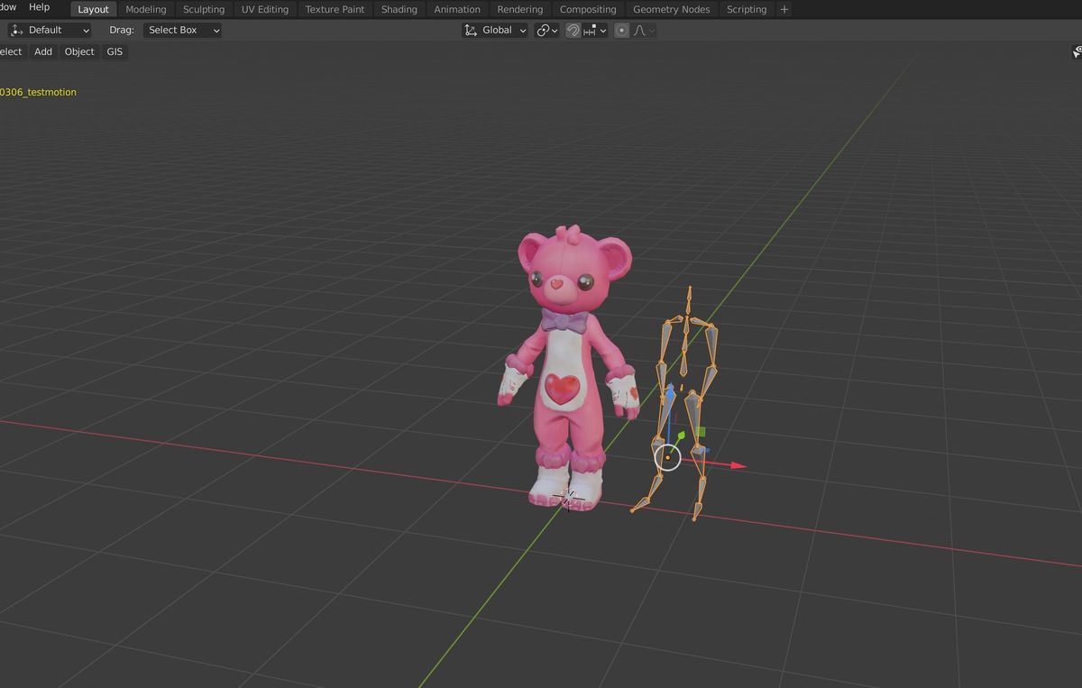 A bvh data and a glb format avatar in Blender A bvh data and a glb format avatar in Blender