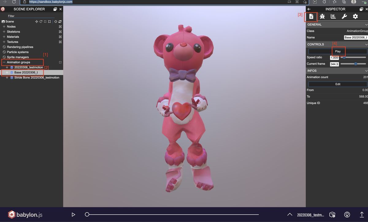 How to playback animation in Babylon Sandbox How to playback animation in Babylon Sandbox