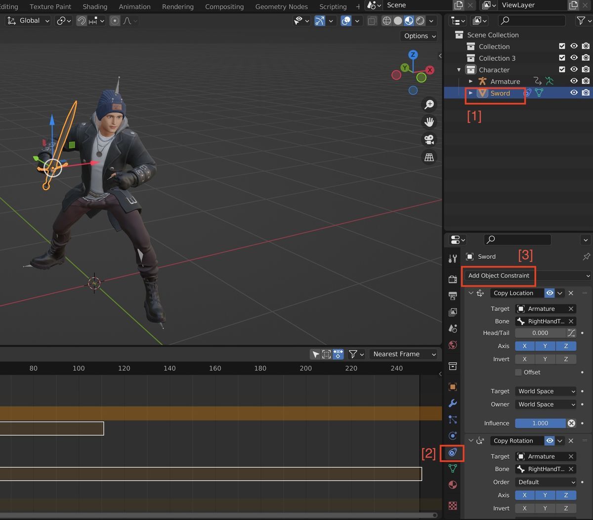 How to apply and adjust constraint on Blender 2.93