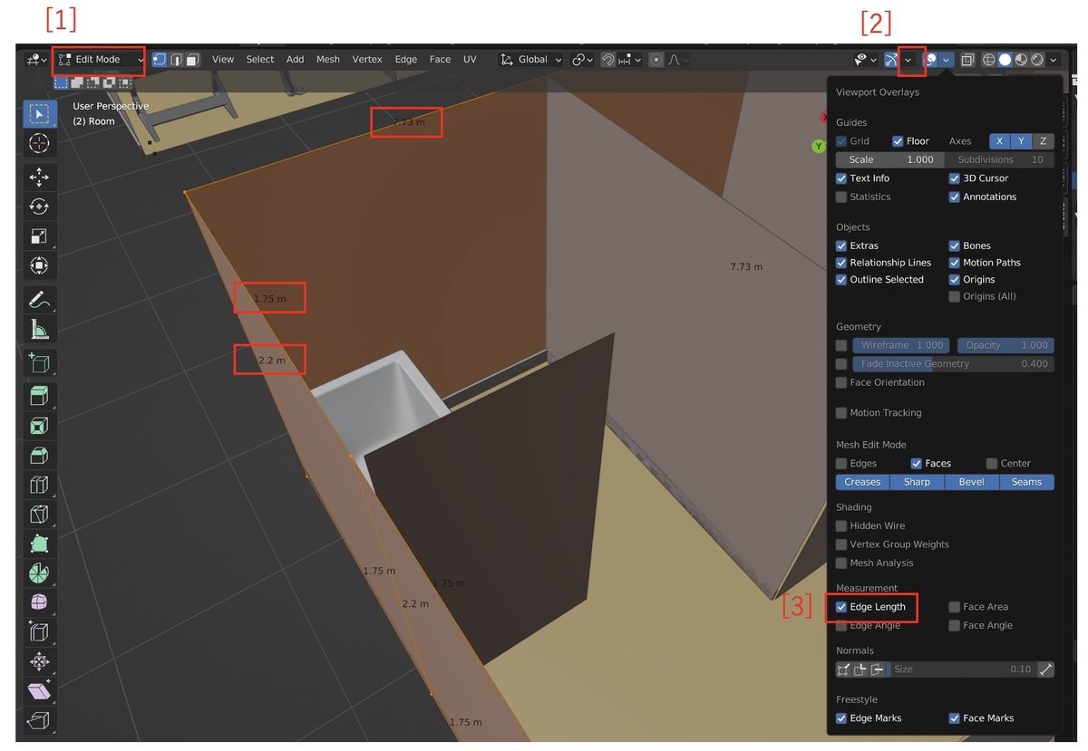 How to show measure on Blender 3.1.2