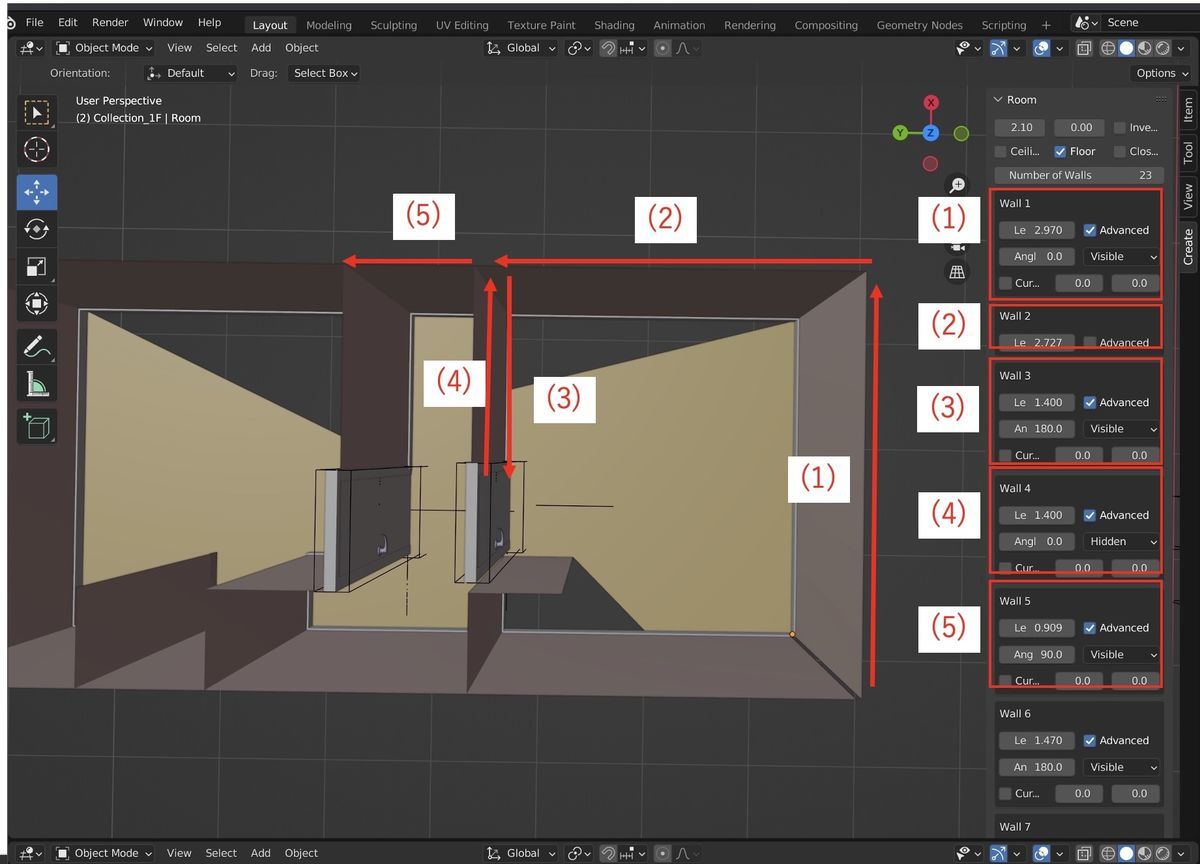 How to add wall on archimesh and Blender 3.1.2