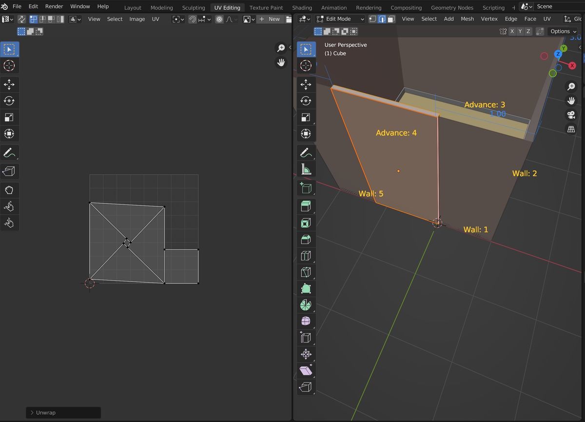 A failed unwrap UV on Blender