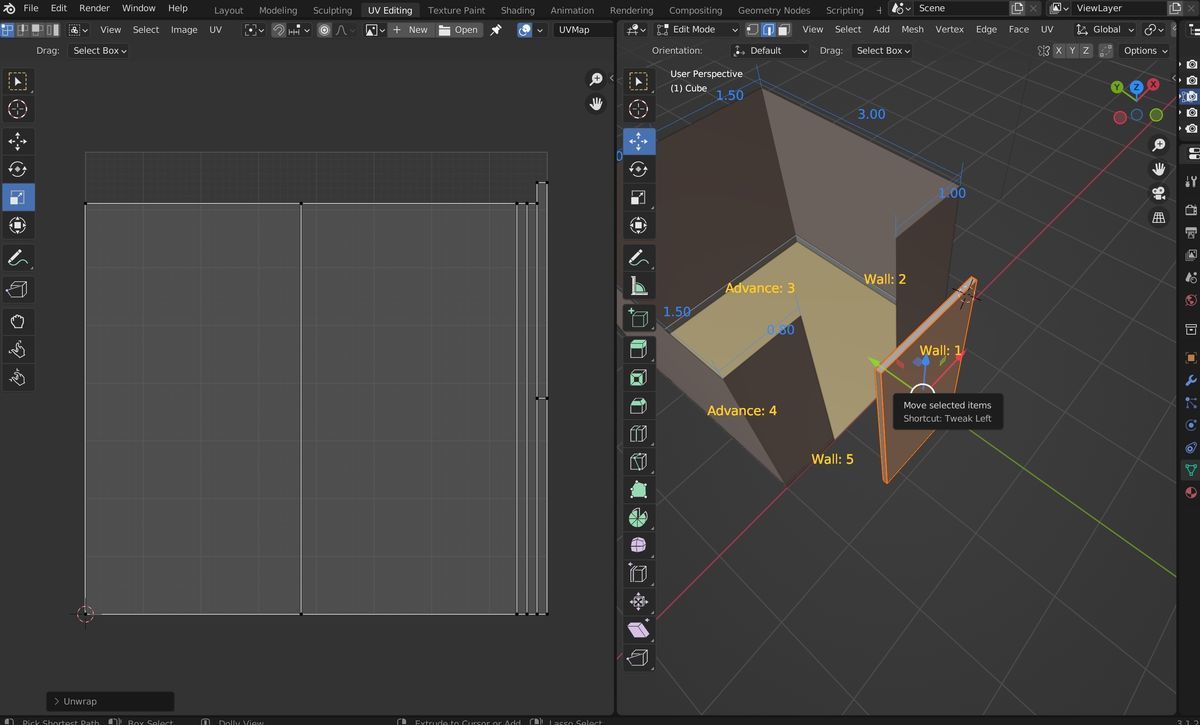 Unwrapped UV on Blender