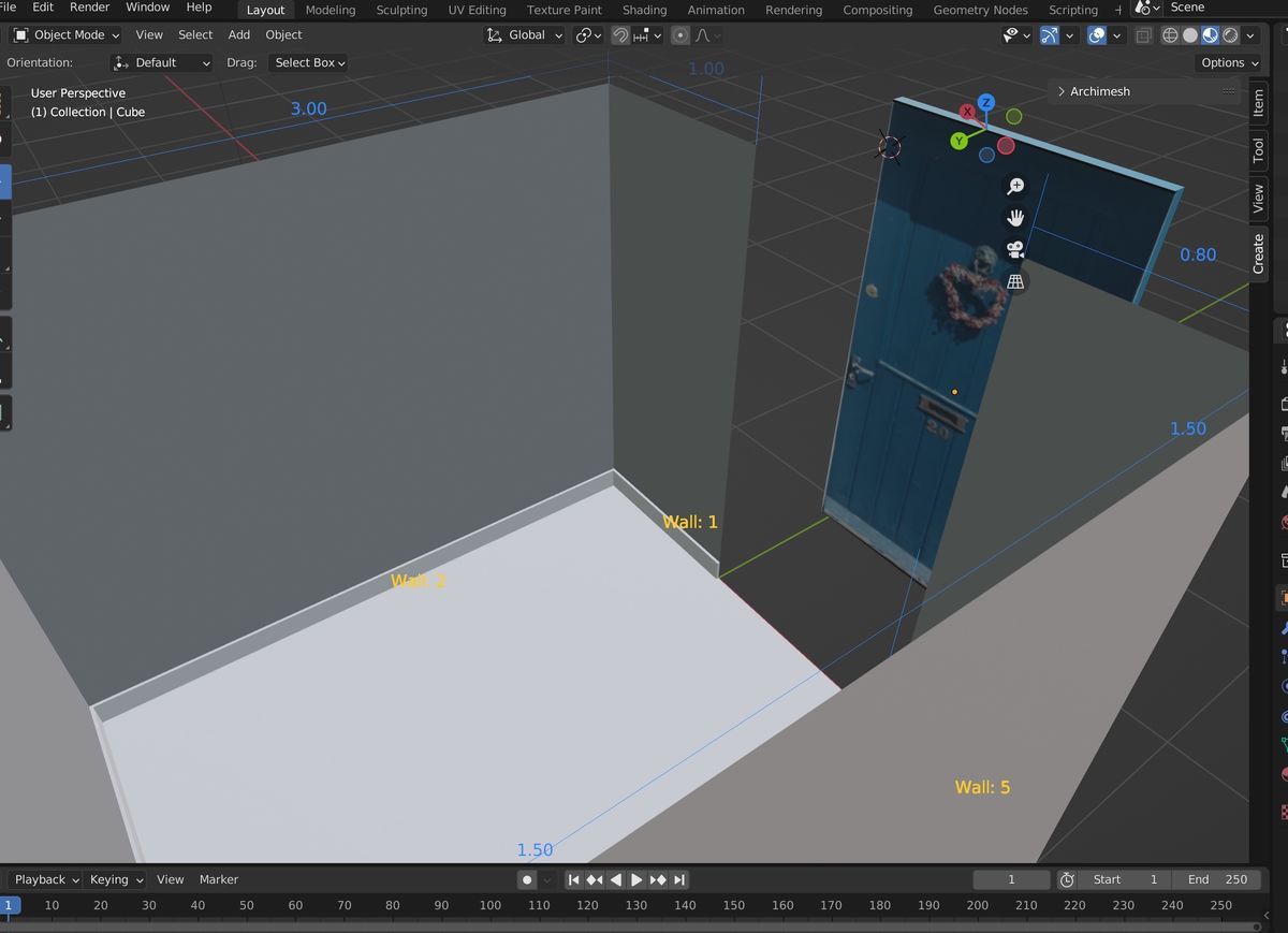 Layout view on Blender