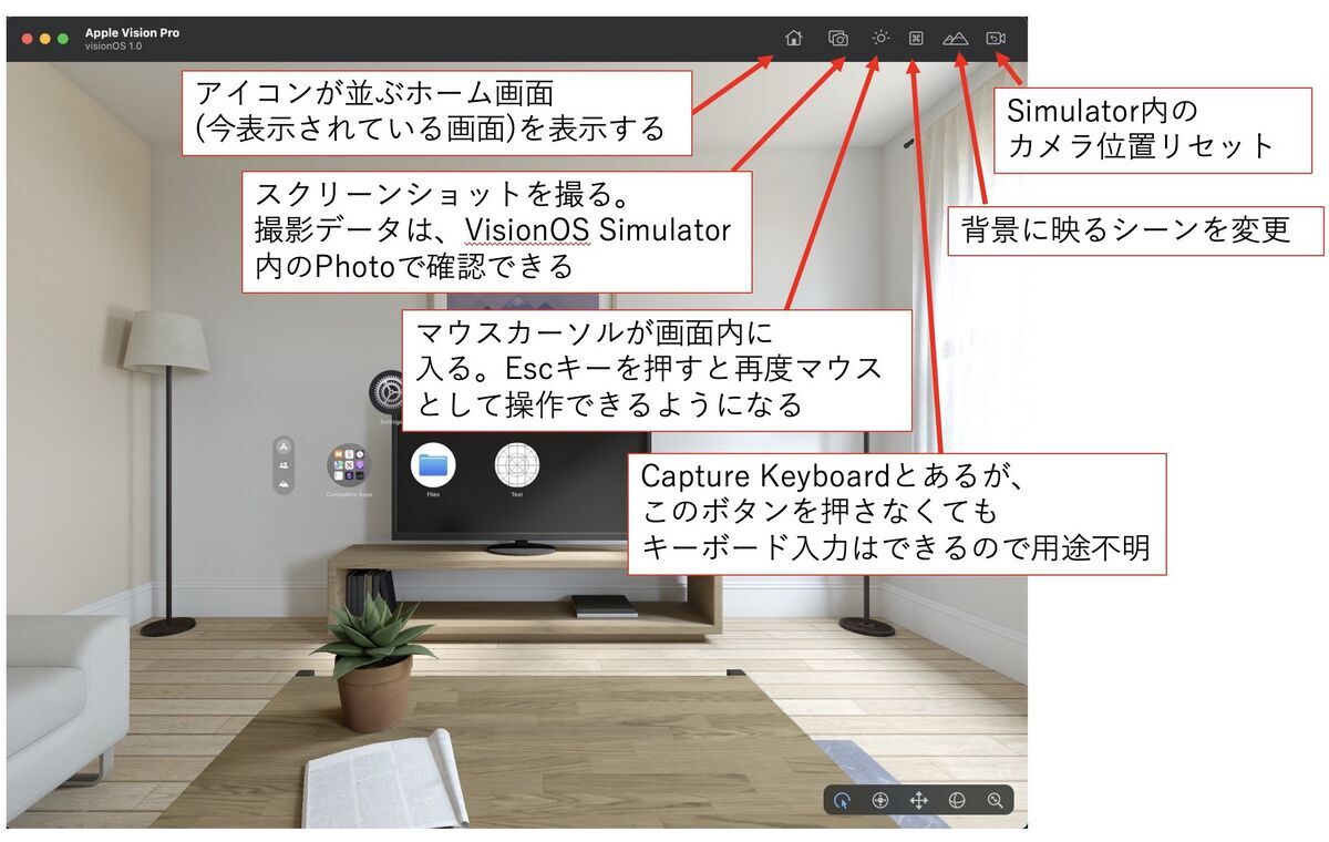 Basic feature of Vision OS simulator Basic feature of Vision OS simulator