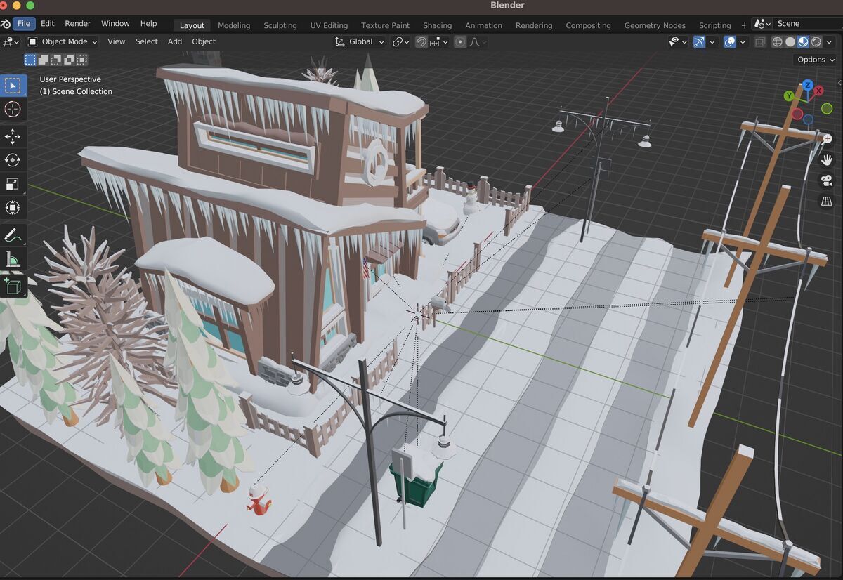 'Low Poly Winter Scene' on Blender 'Low Poly Winter Scene' on Blender