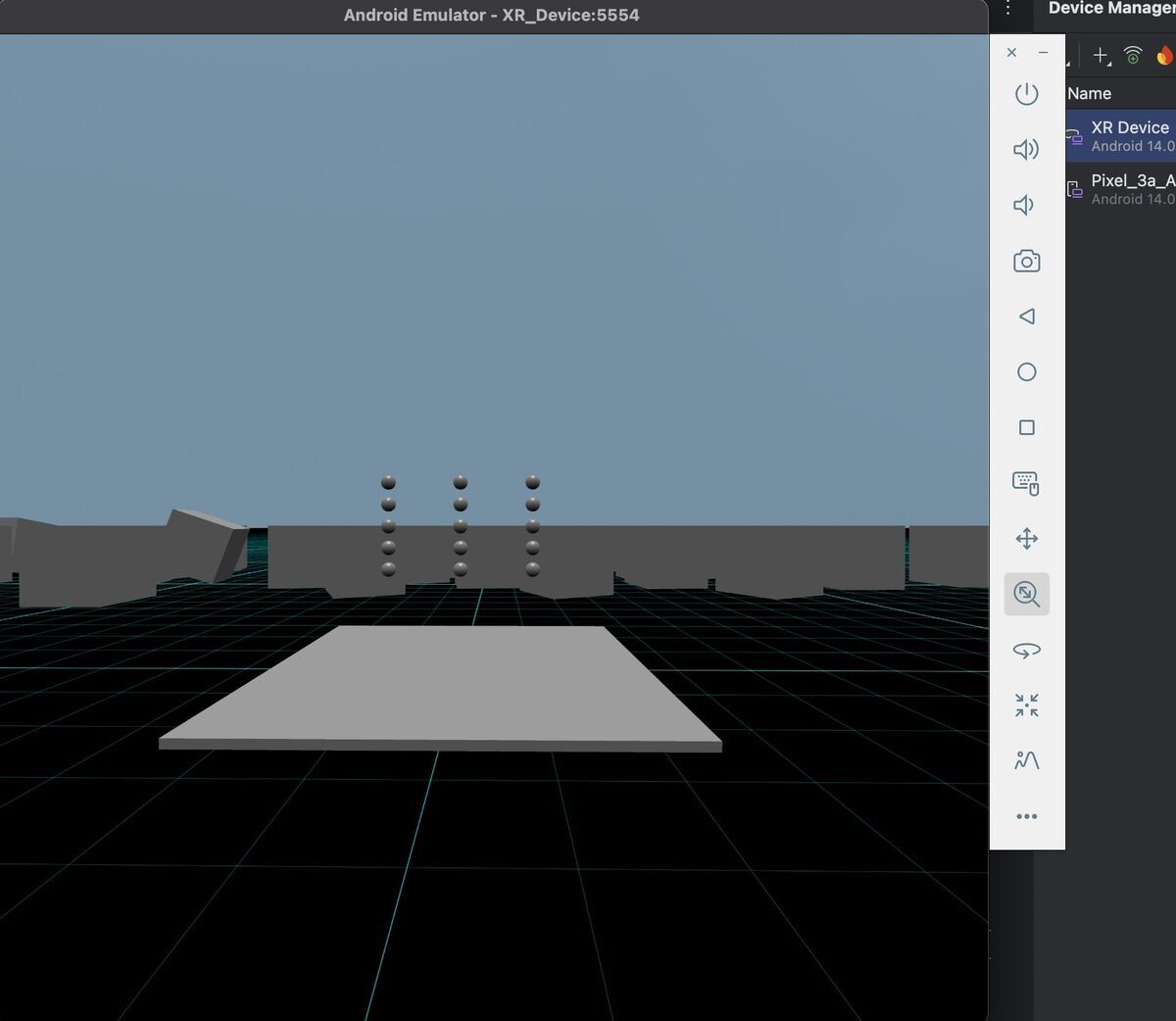 Babylon.js of WebXR(immersive-vr) on Android XR Emulator
