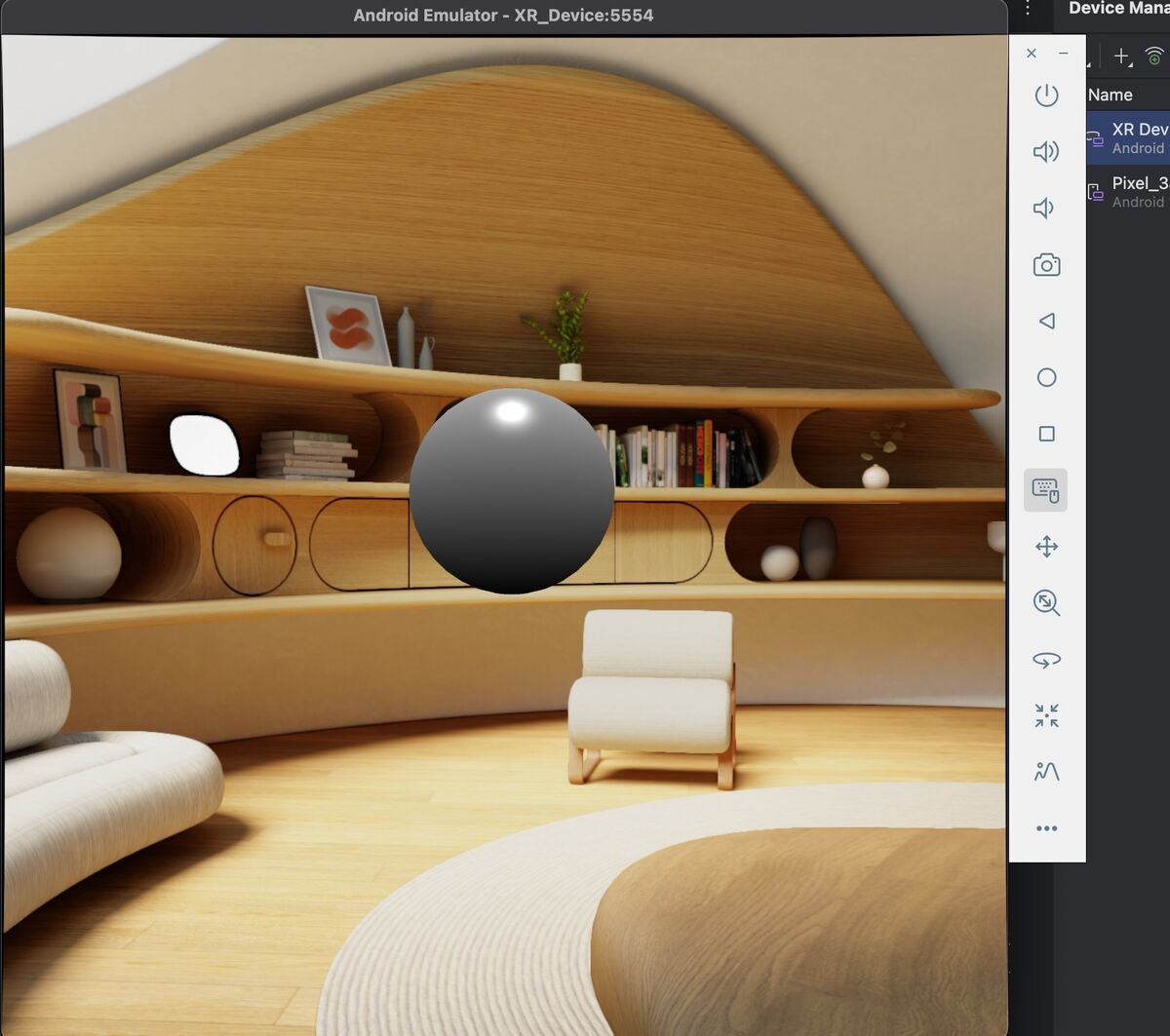Babylon.js of WebXR(immersive-ar) on Android XR Emulator