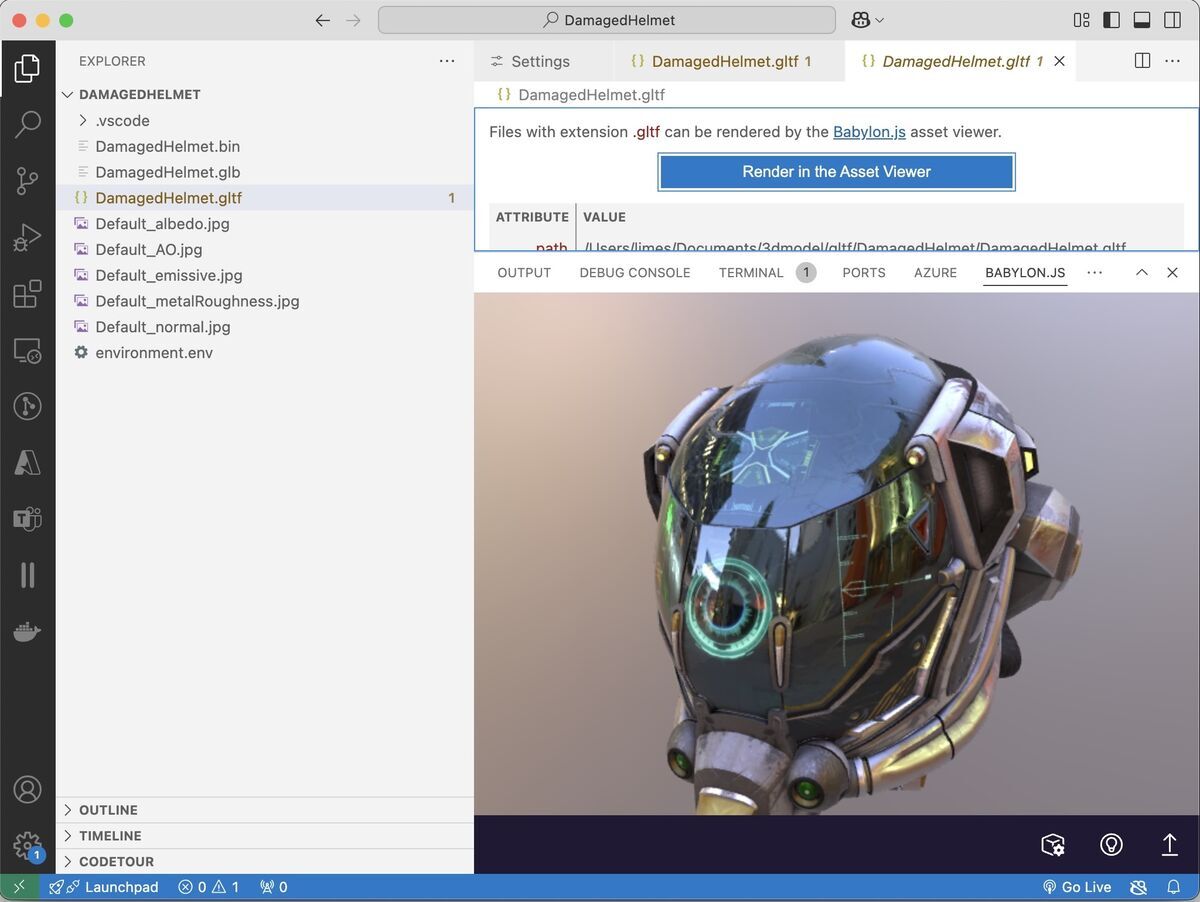 Show a glTF model on Visual Studio Code