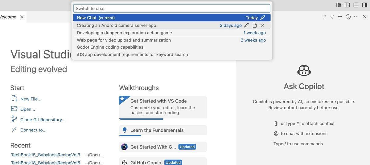 Visual Studio CodeでGitHub Copilot Chatの履歴を確認する方法