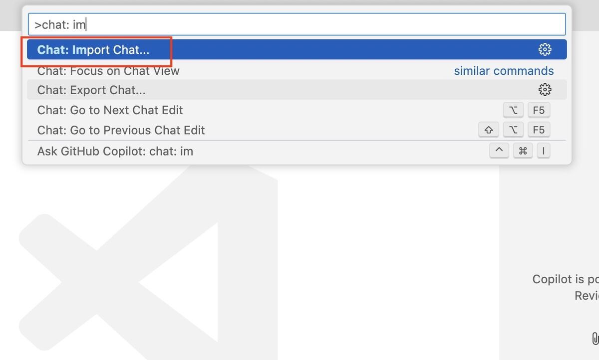 GitHub Copilot Chat import on VSCode