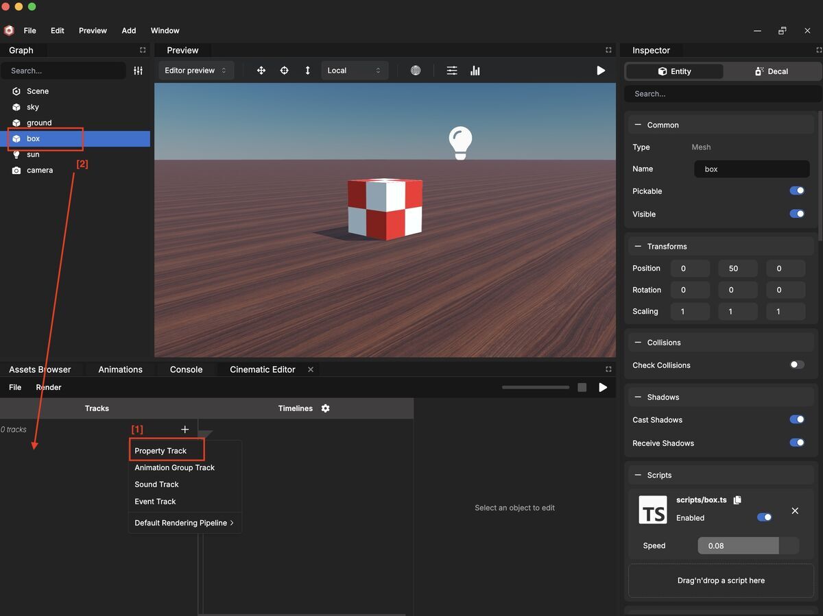 Property Track on Babylon.js Editor v5