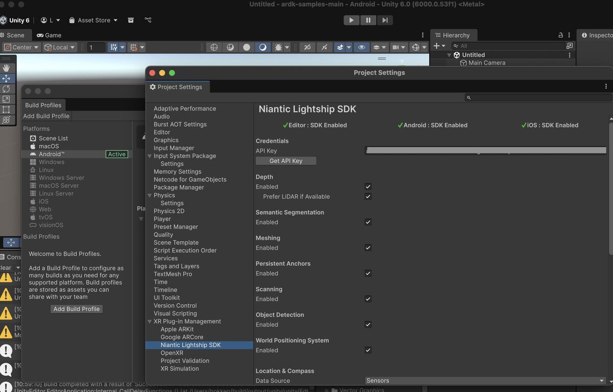 Project Settings on Unity 6000.053f1