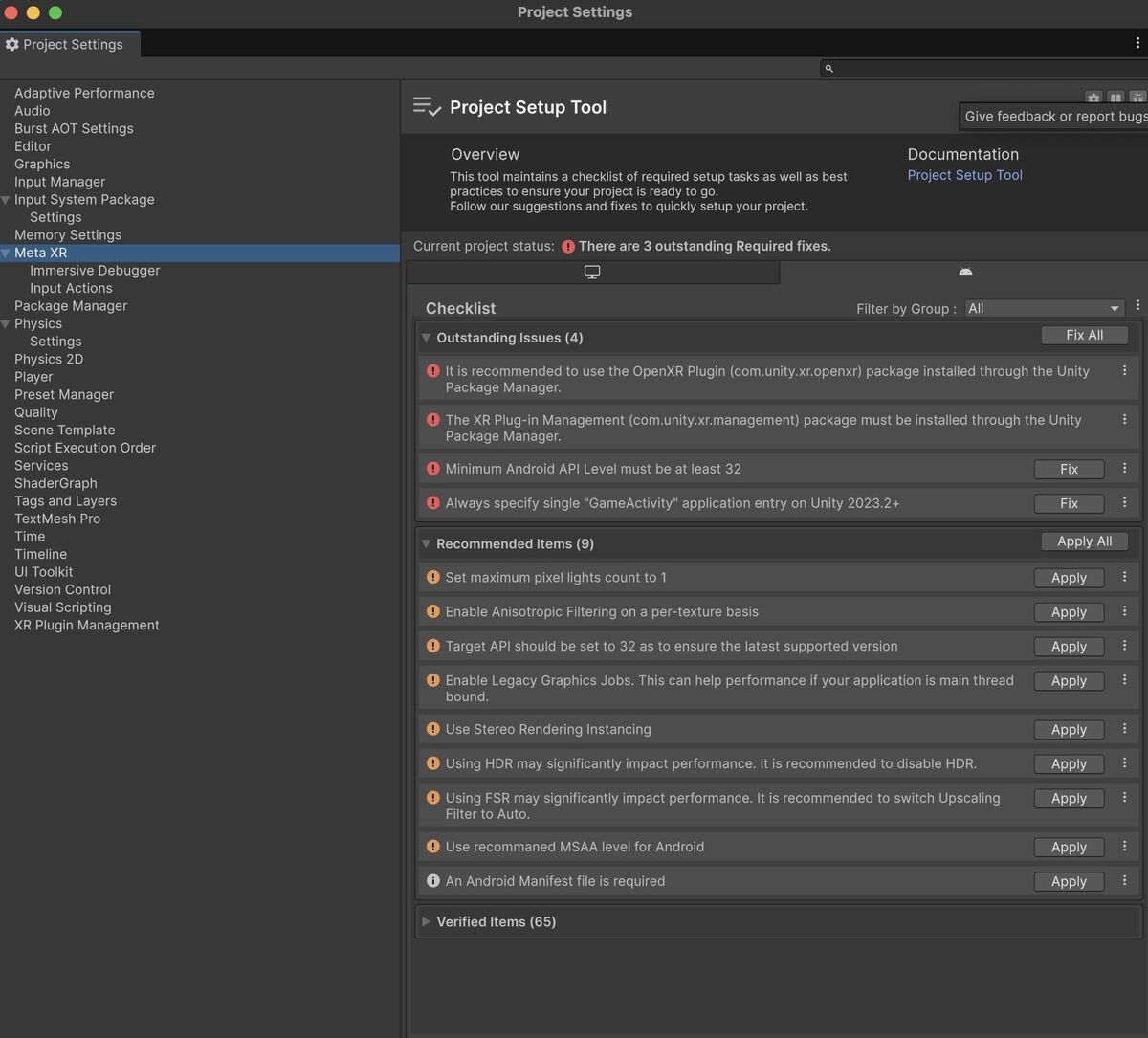Project Setup Tool Error