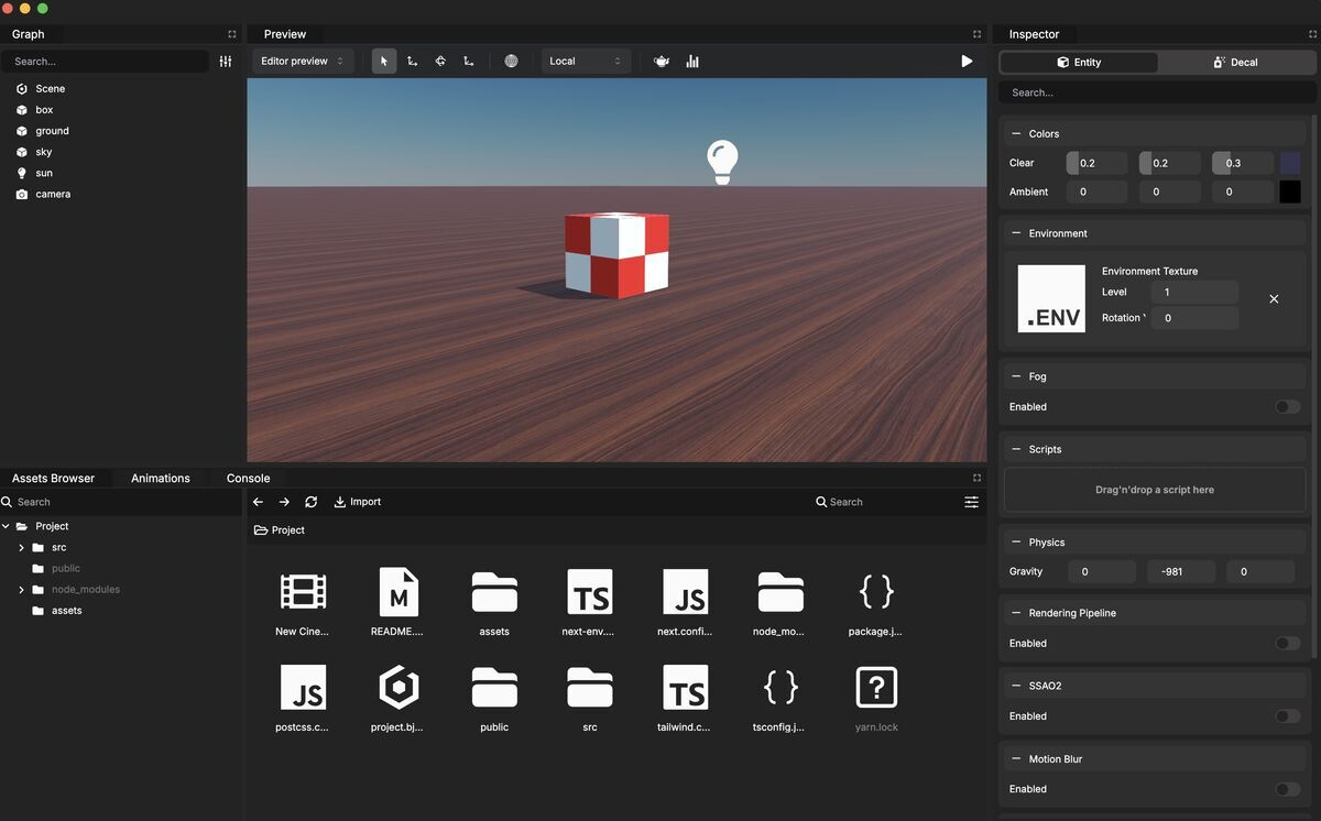 Initial Screen of Babylon.js Editor v5