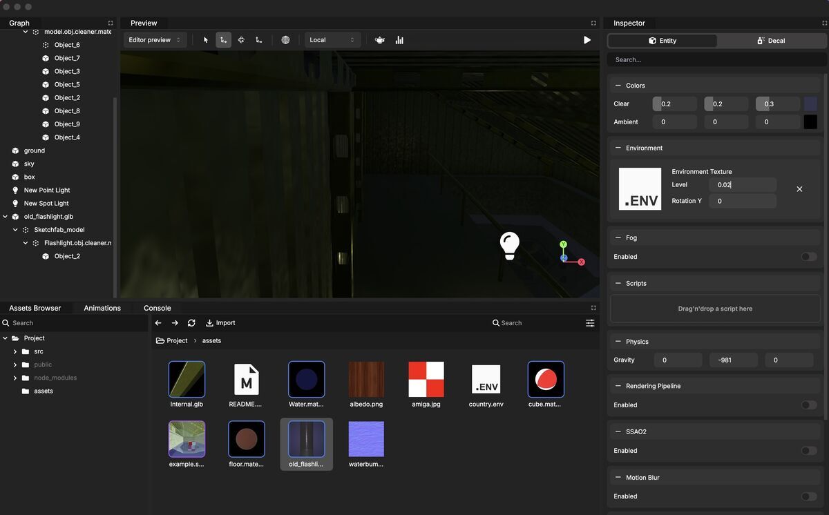 Environment Texture is =0.02 on Babylon.js Editor