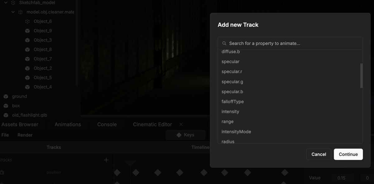Light Setting on Cinematic Editor