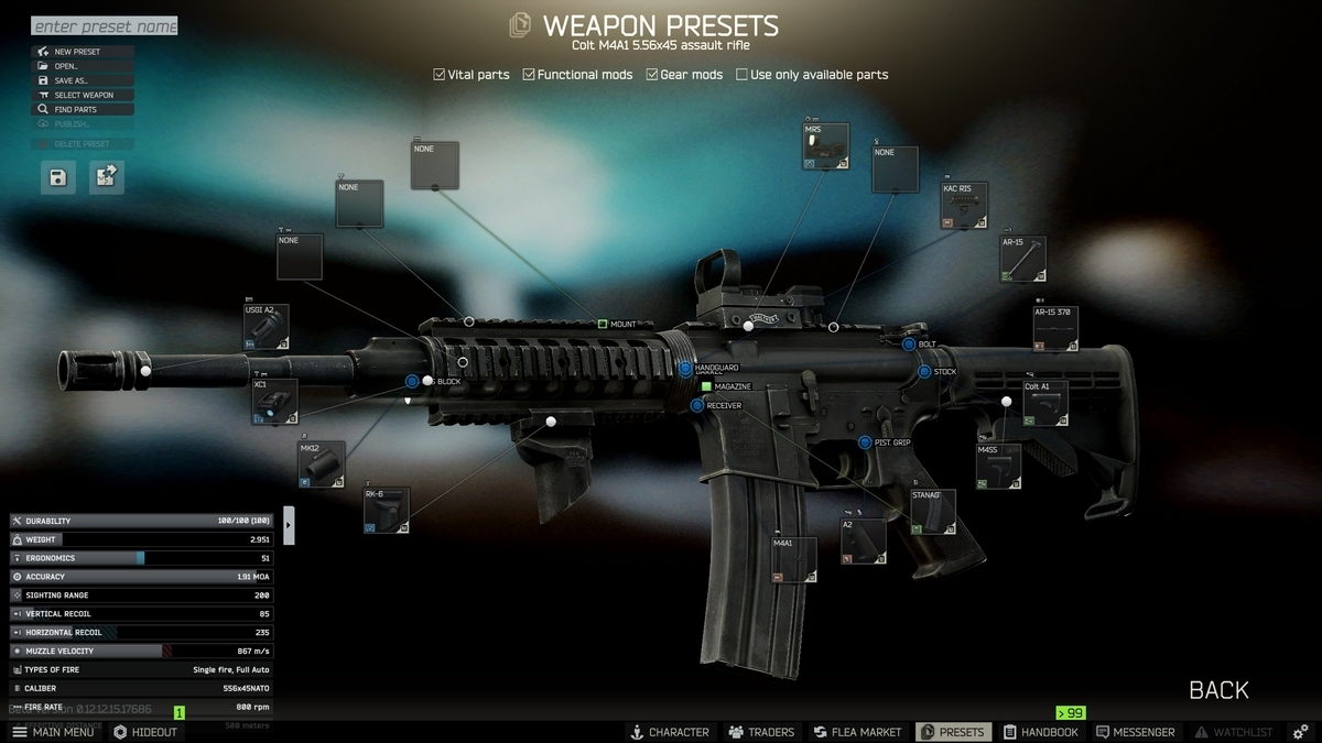 Escape from Tarkov】武器カスタム例 ワイプ後に使える?M4A1 - たもつめも