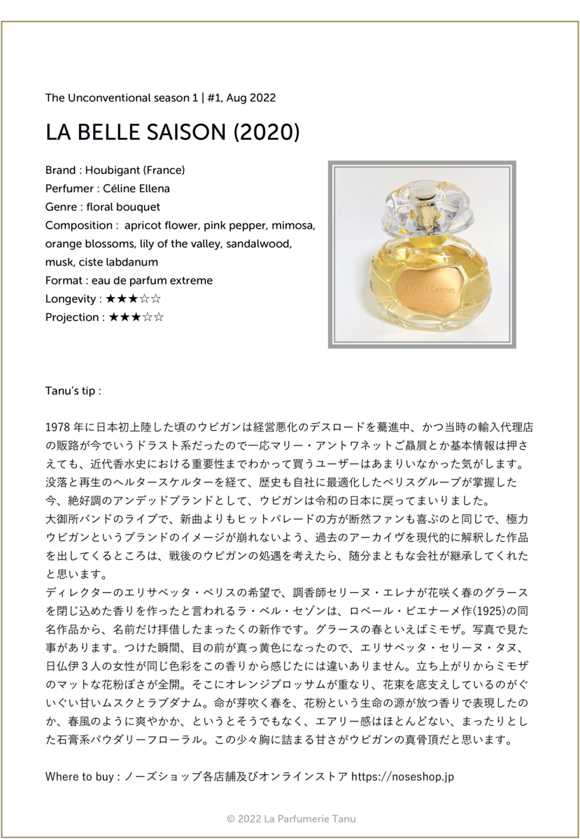 La Belle Saison (2020) La Parfumerie Tanu