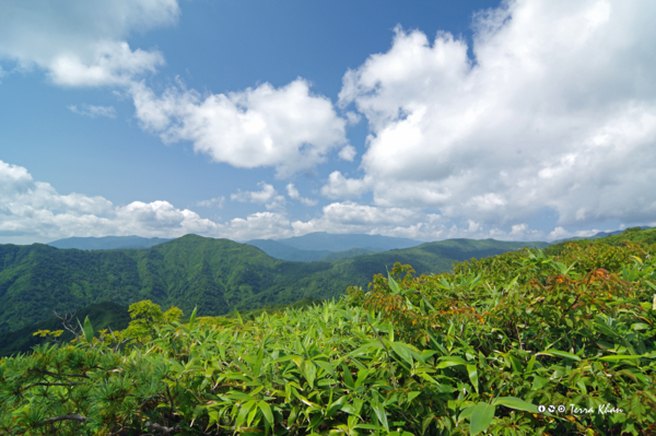 長万部岳山頂から望む狩場山塊