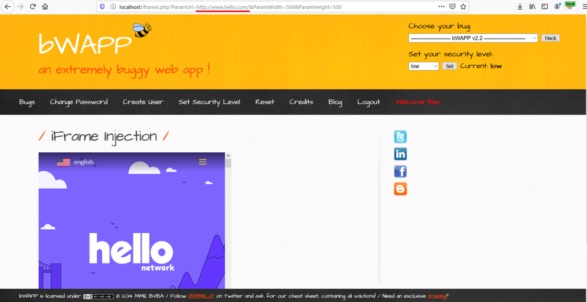 Bwapp Injection bWAPPでA1-iFrame Injection - Shikata Ga Nai