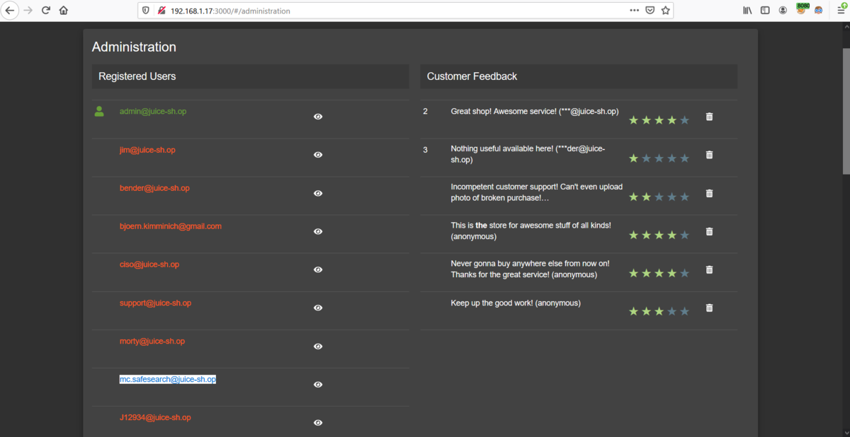 Juice ShopのLogin MC SafeSearchをやってみた Shikata Ga Nai