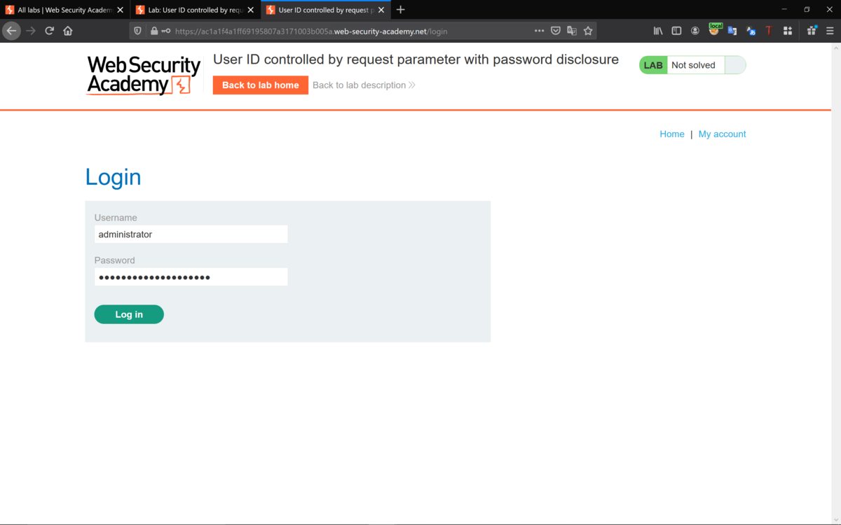 User ID controlled by request parameter with password disclosureをやってみた ...