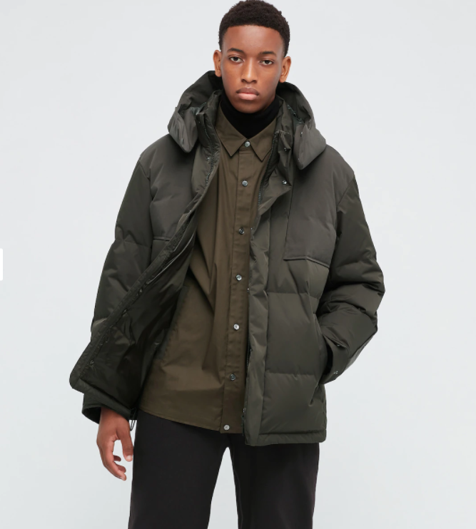 【極美品】UNIQLO+J コラボ オーバーサイズ コート オリーブ M カーキ UNIQLO】 ユニクロ オープンカラーシャツ カーキ M 5分袖 夏服
