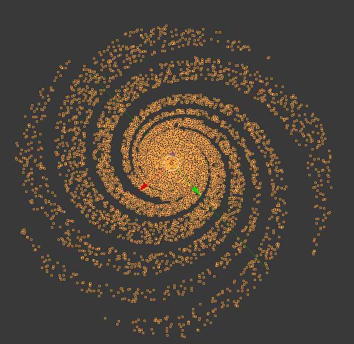 銀河の螺旋状のパーティクル結果